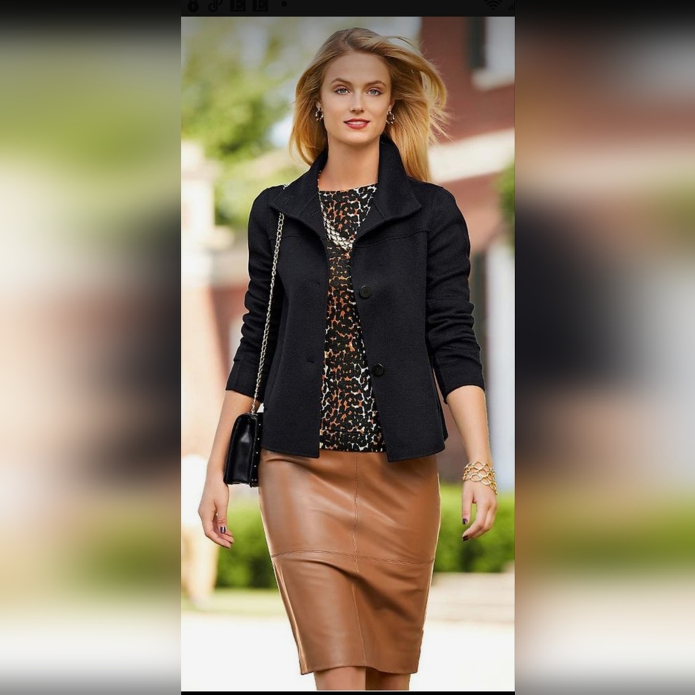Talbots Brown Leather Midi Skirt